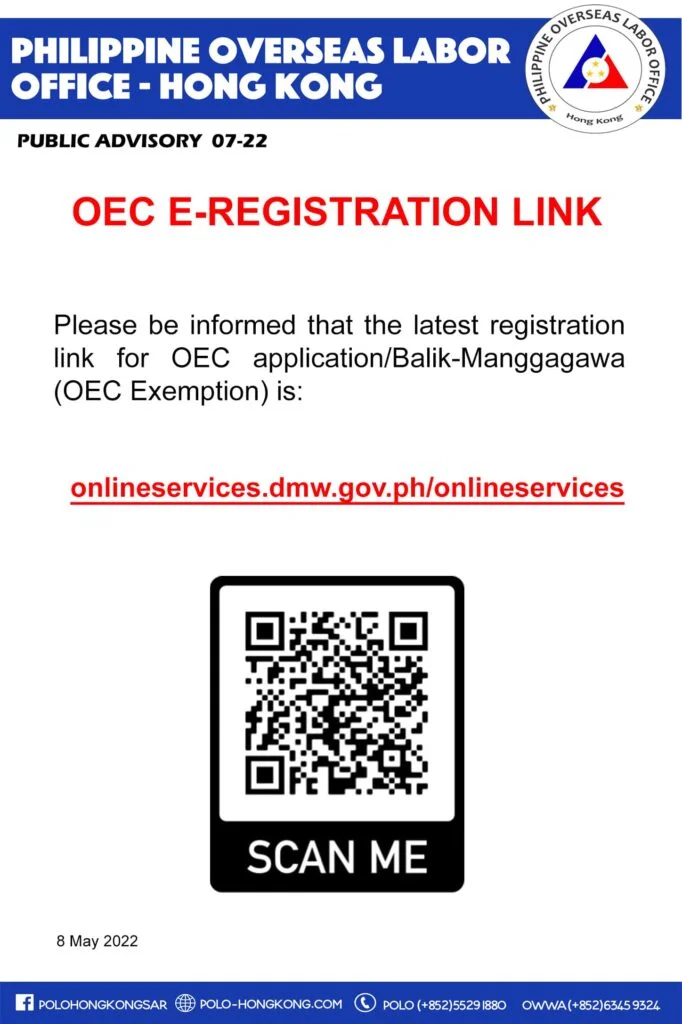 OEC E-REGISTRATION LINK – Migrant Workers Office Hong Kong